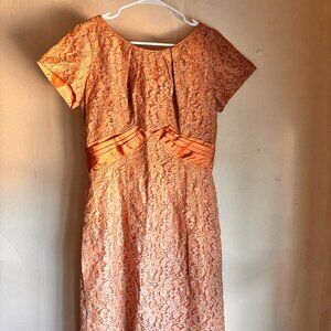 1950s Vintage Lace Cocktail Dress 1960s Satin Bow Excellent M Cocktail Party